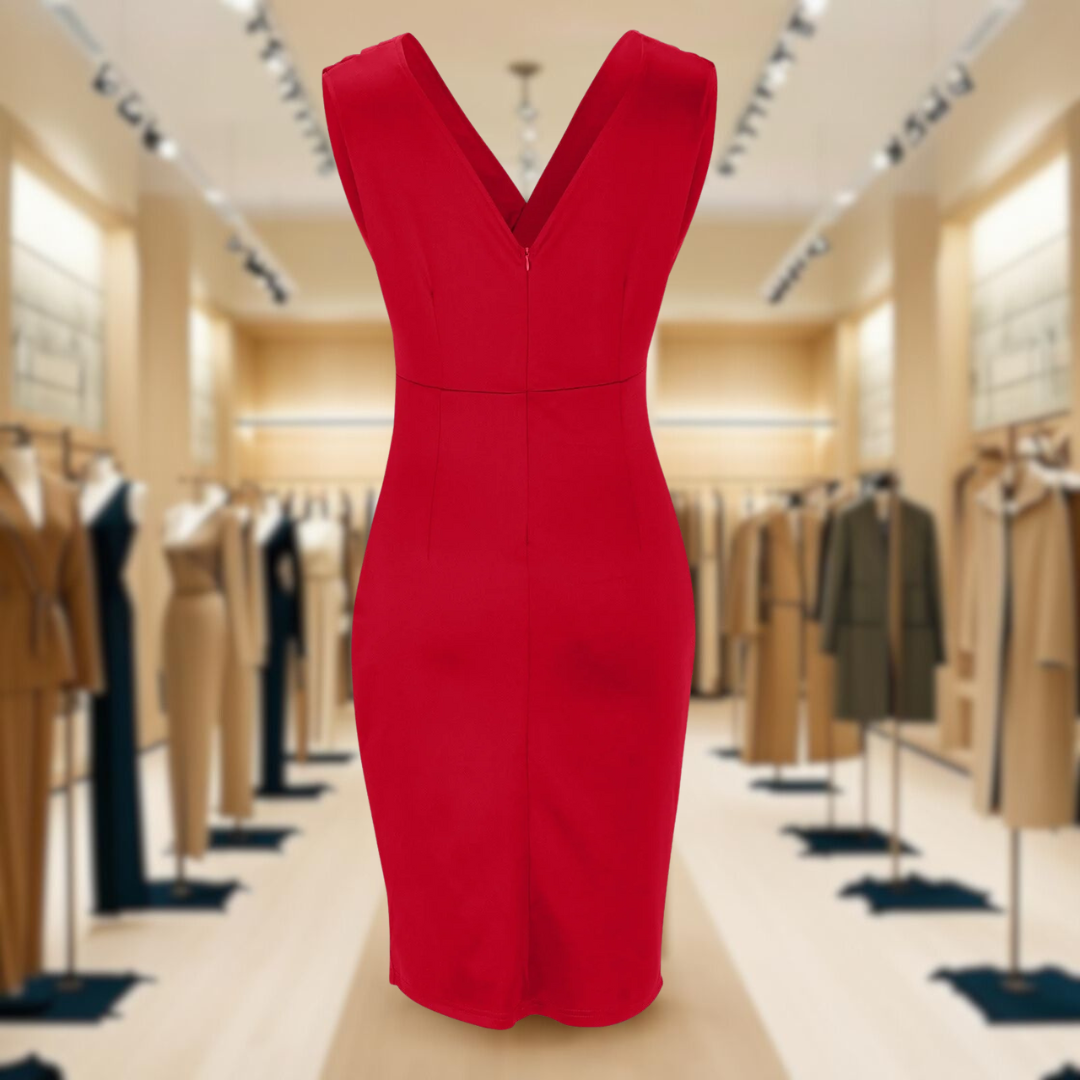 Fresia | Fitted dress with V-neckline and slit