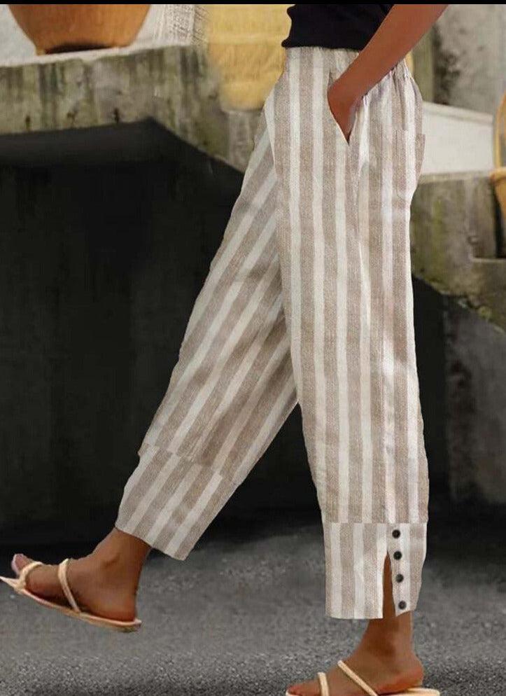 Casual Khaki Striped