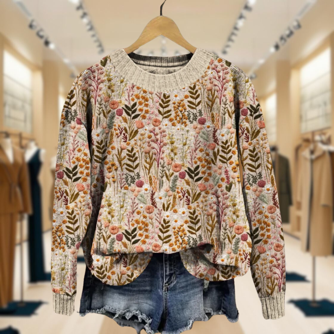 Mirrin Comfortable Floral Sweater