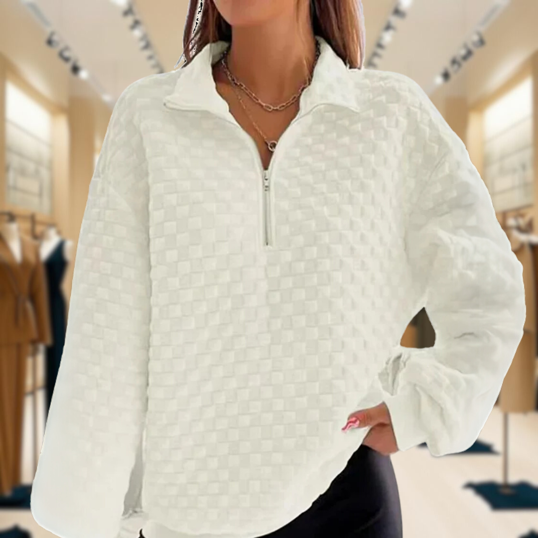 V-Neck Jumper - Stylish Zip Fastening - Comfortable Knitwear for Fashionable Looks