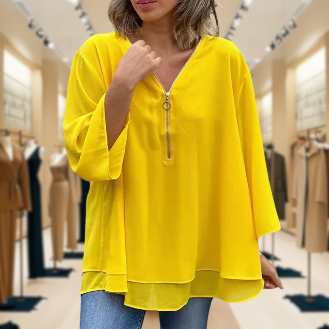 Leilana | Chiffon Zipper Blouse