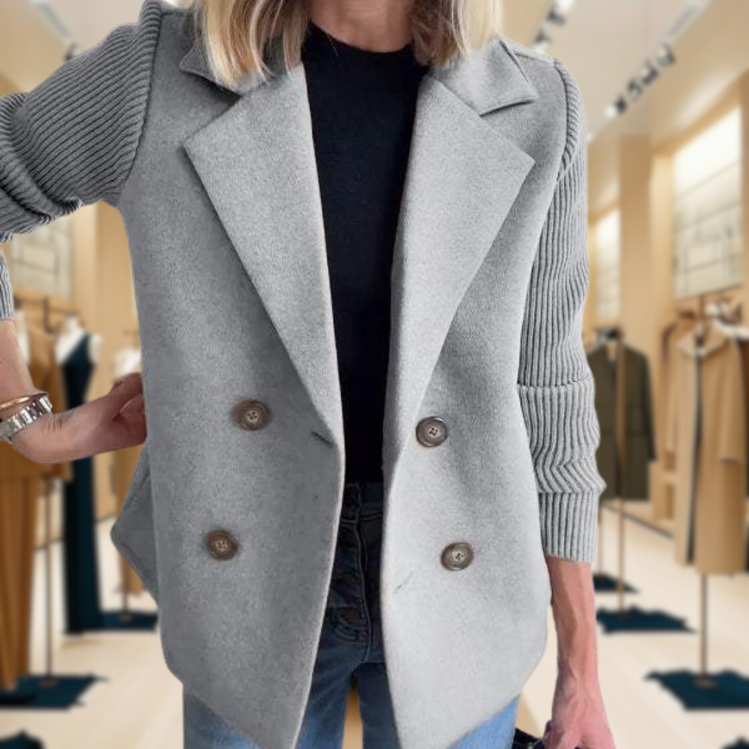 Harper | Button patchwork sleeves casual coat