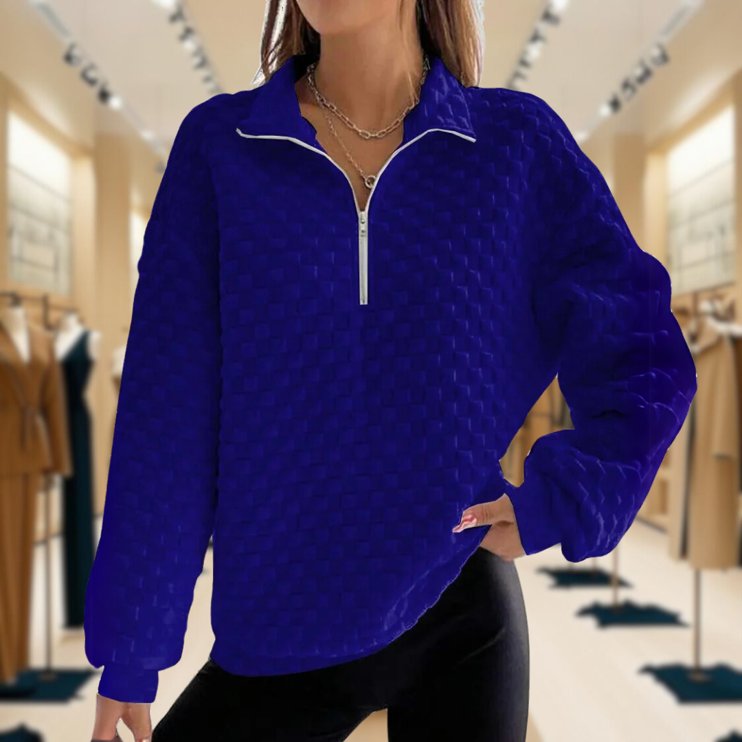 V-Neck Jumper - Stylish Zip Fastening - Comfortable Knitwear for Fashionable Looks
