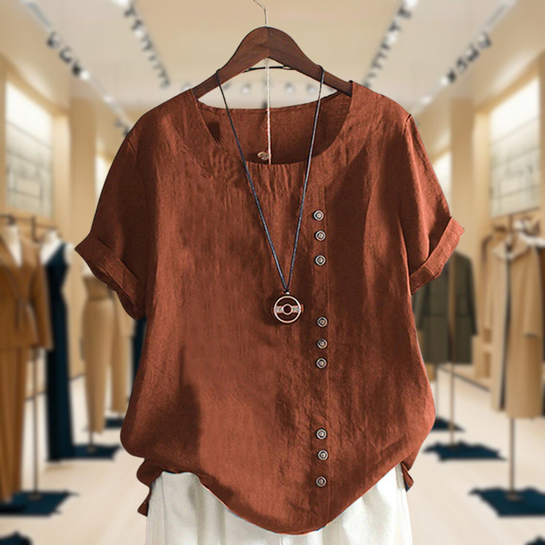 Juno | Plain Short-Sleeved Blouse With Round Neck