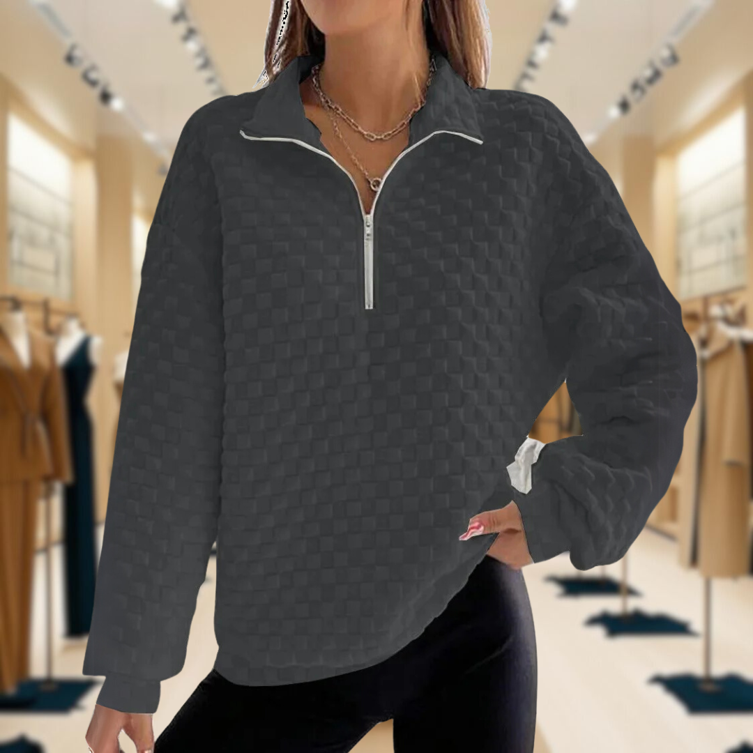 V-Neck Jumper - Stylish Zip Fastening - Comfortable Knitwear for Fashionable Looks