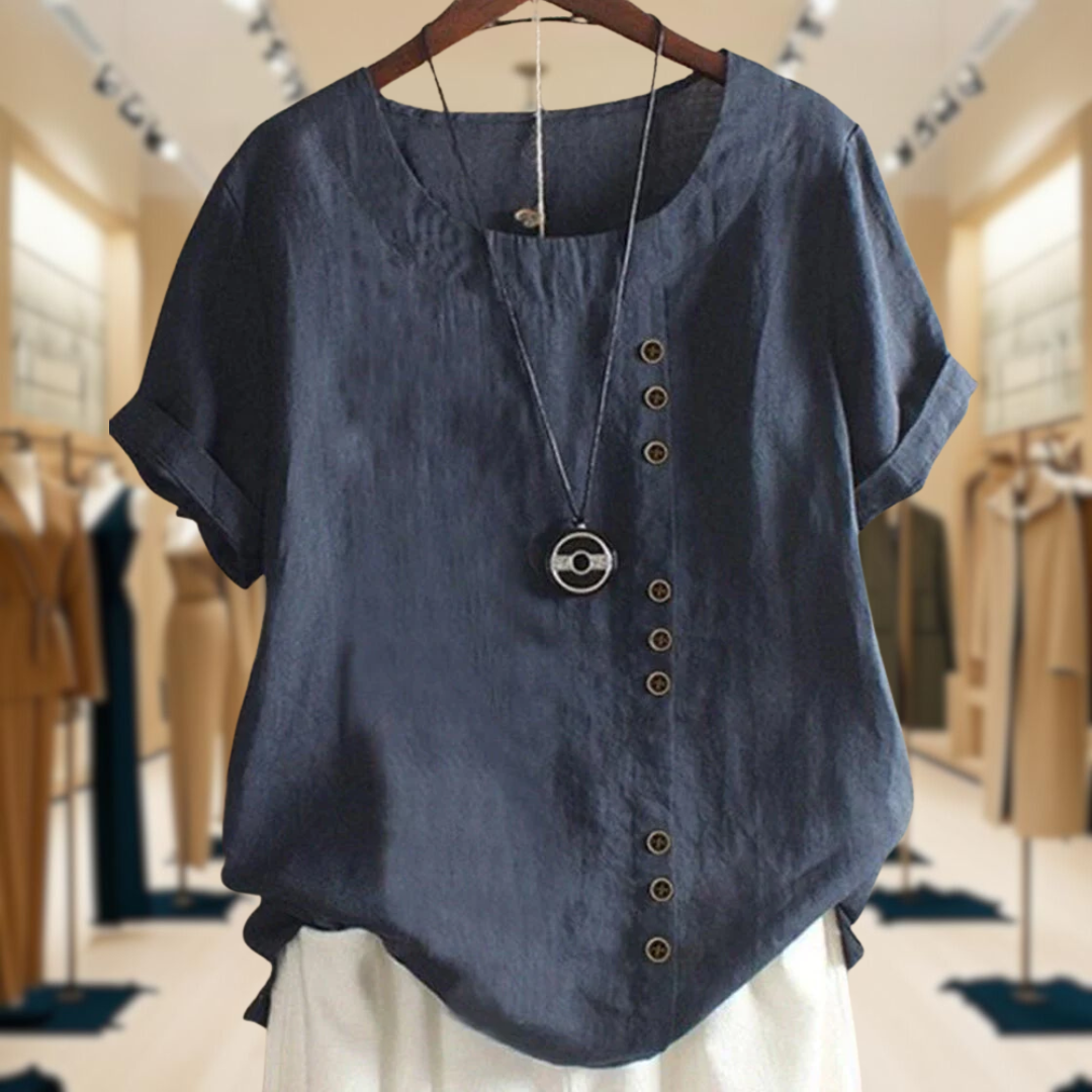 Juno | Plain Short-Sleeved Blouse With Round Neck