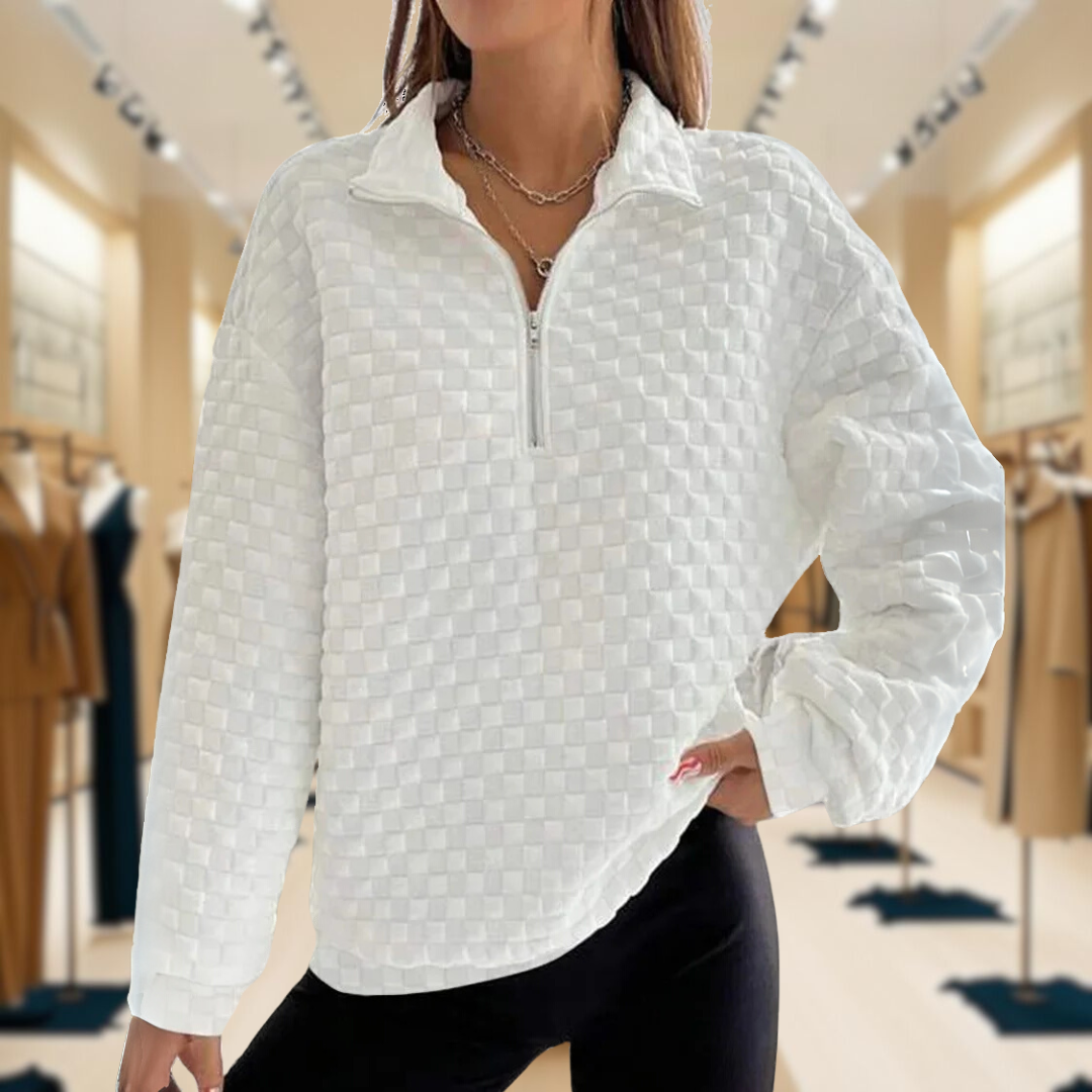 V-Neck Jumper - Stylish Zip Fastening - Comfortable Knitwear for Fashionable Looks