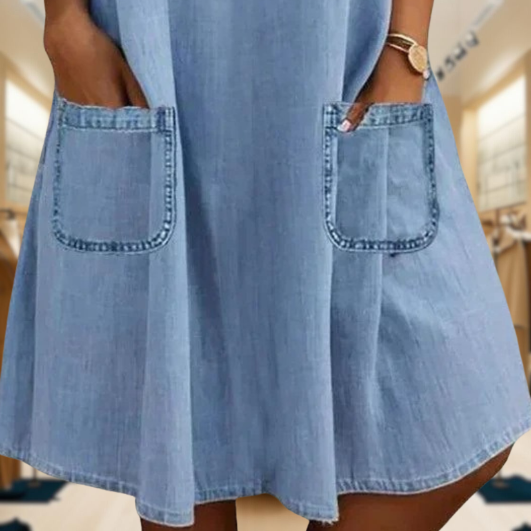 Jill™ | Denim Mini Dress with Side Pockets