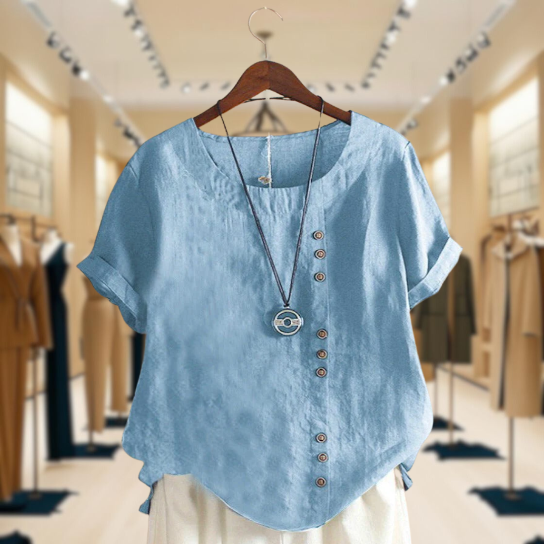Juno | Plain Short-Sleeved Blouse With Round Neck