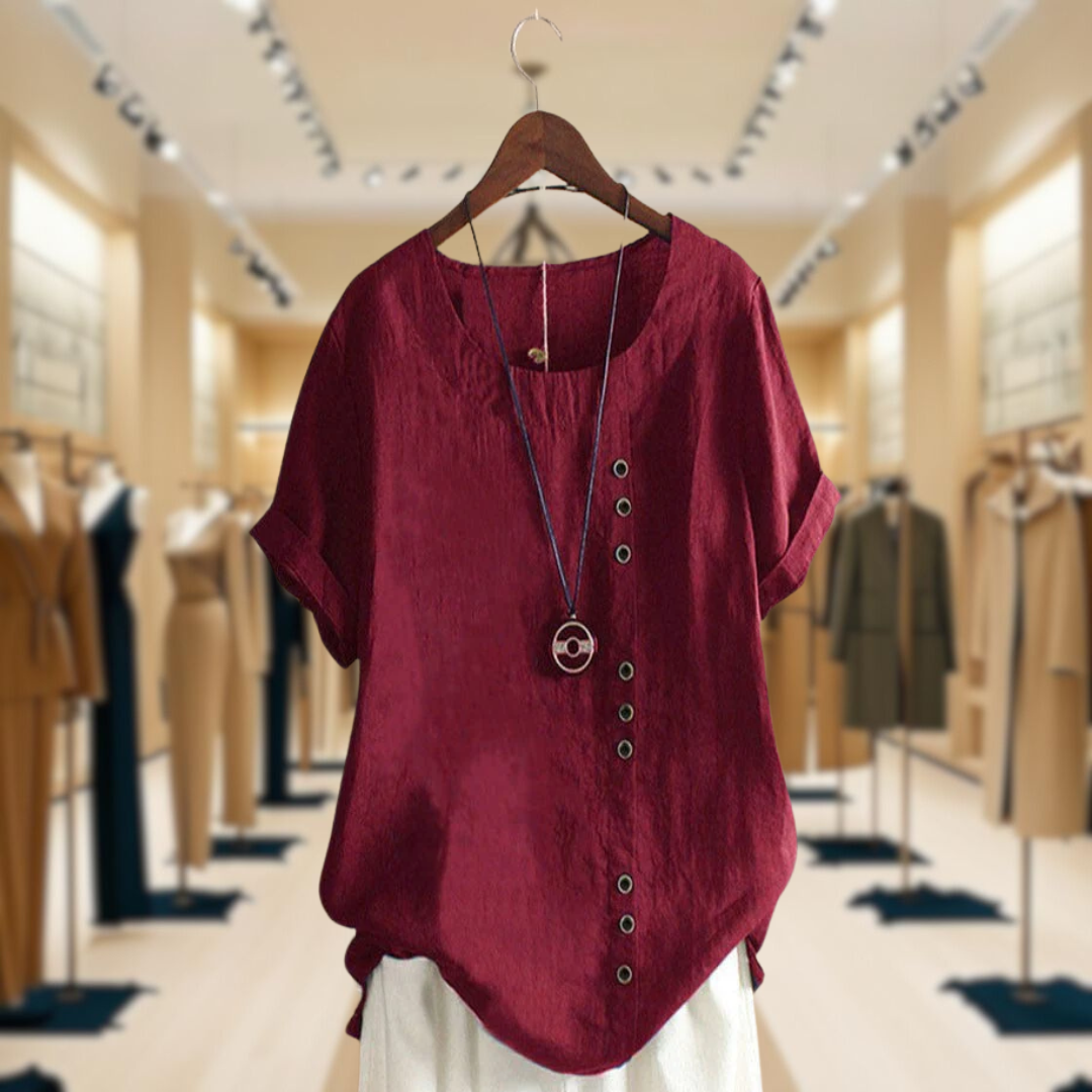 Juno | Plain Short-Sleeved Blouse With Round Neck