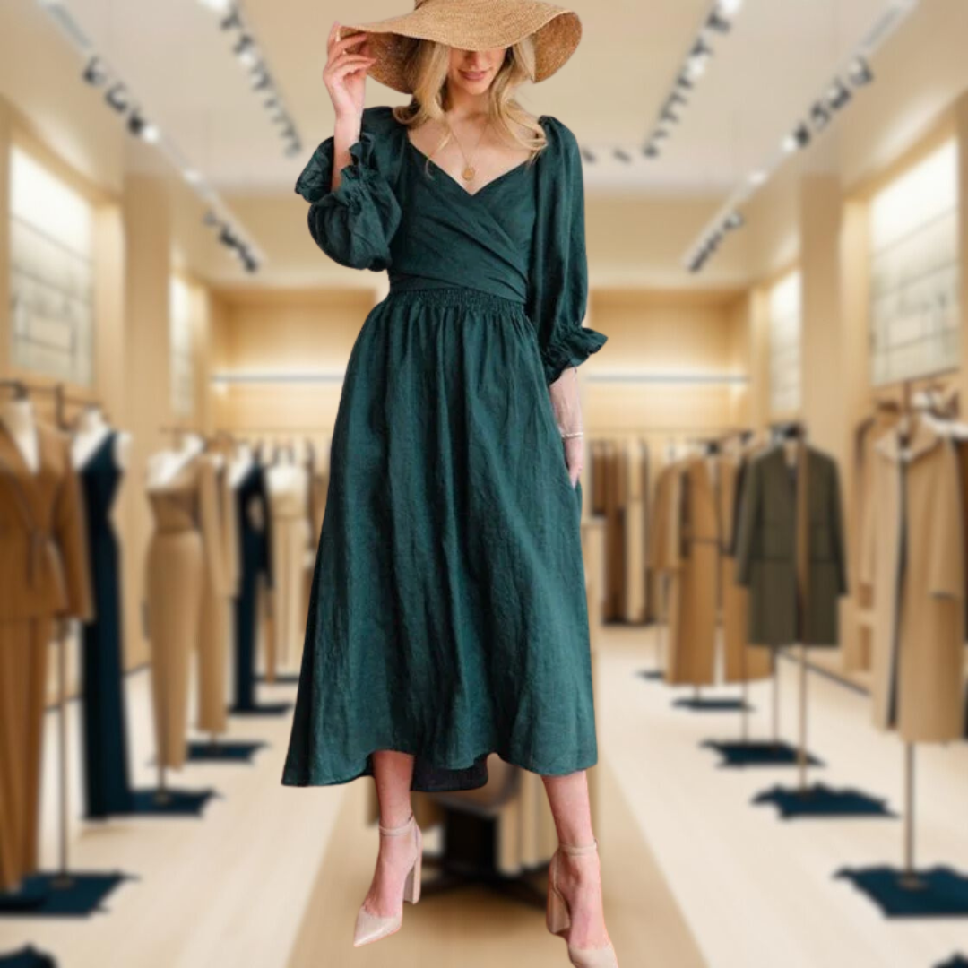 Alesha - French Dress with Folded Sleeves