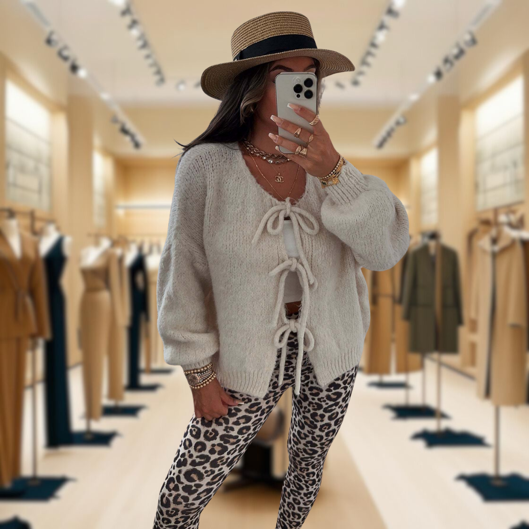 Sofia™ | Crew Neck Lace-Up Cardigan