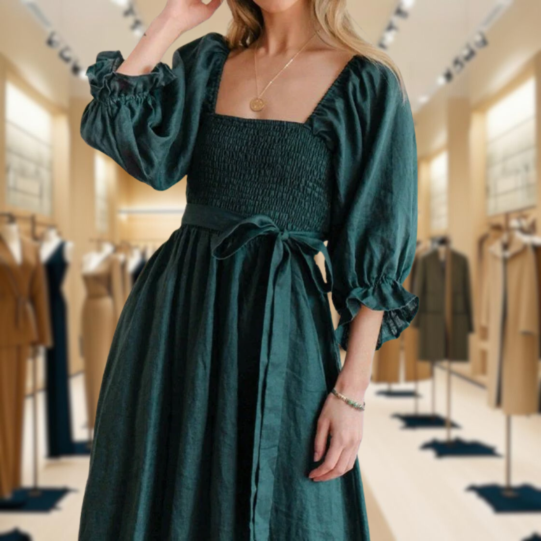 Alesha - French Dress with Folded Sleeves