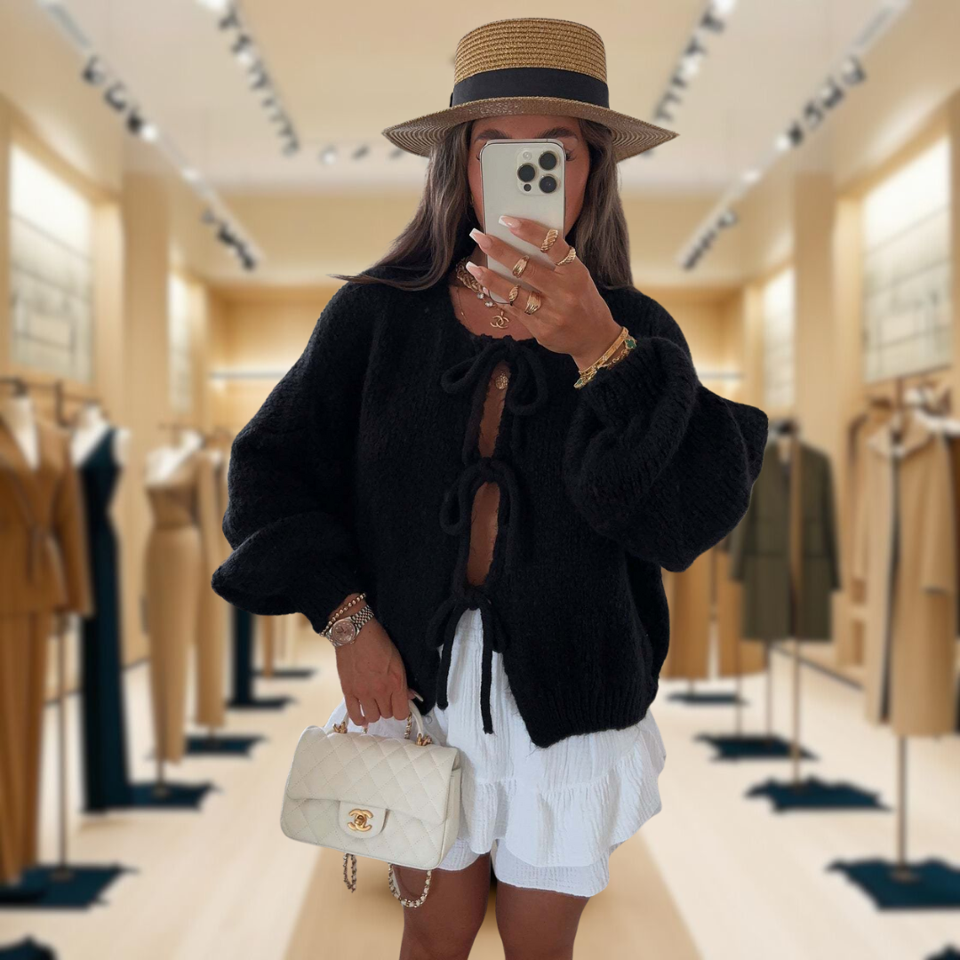 Sofia™ | Crew Neck Lace-Up Cardigan