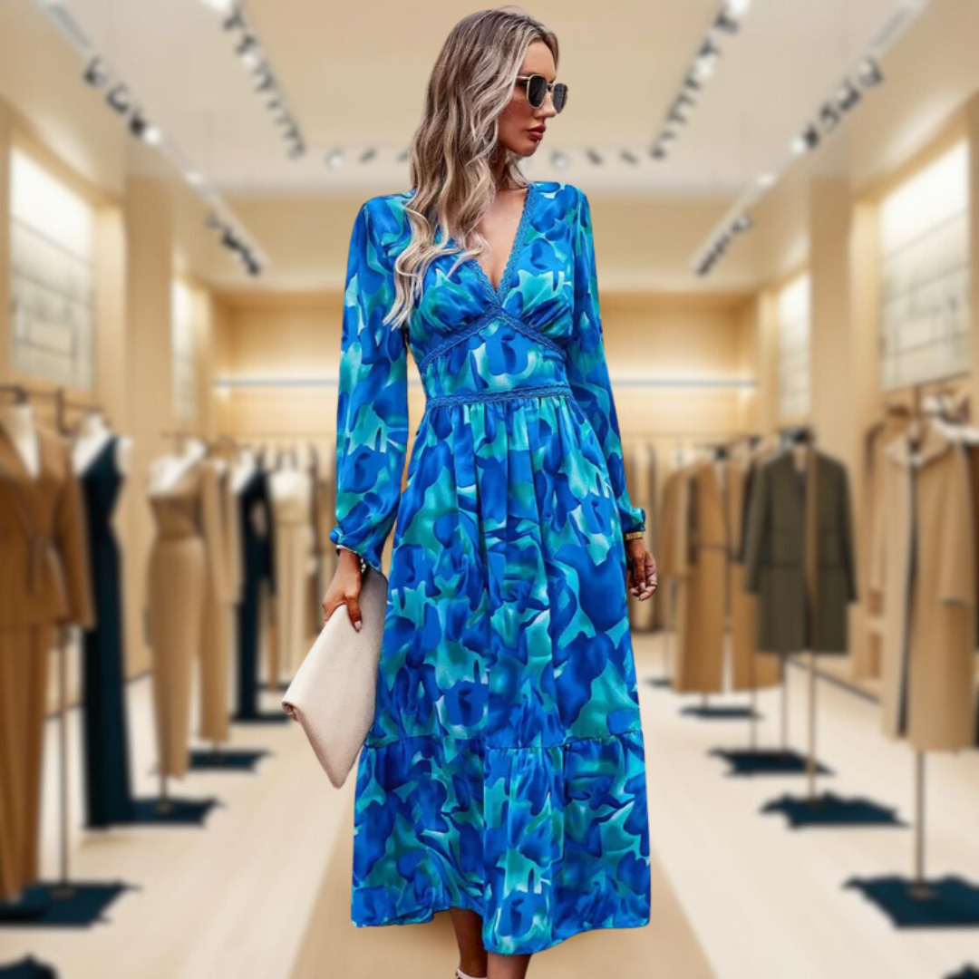 Lara™ | Flattering Floral V-Neck Dress