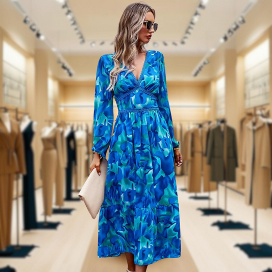 Lara™ | Flattering Floral V-Neck Dress