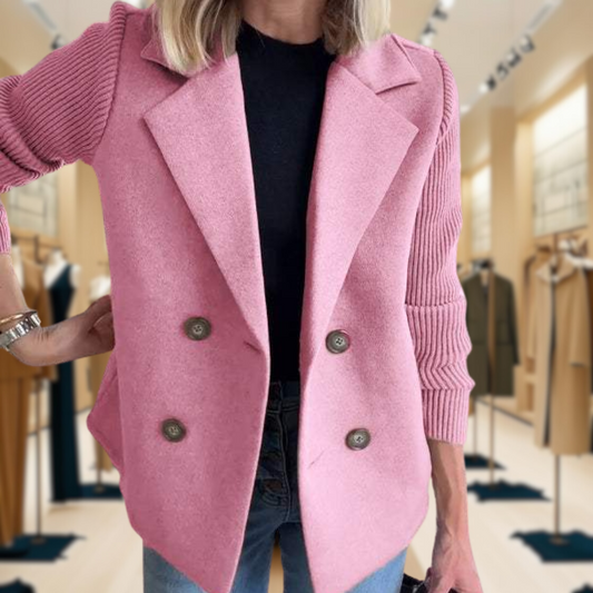 Harper | Button patchwork sleeves casual coat
