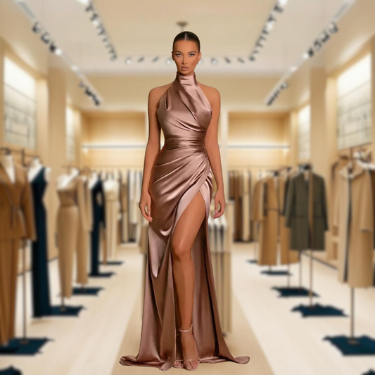 Ava | Elegant Silk Dress with a Slit