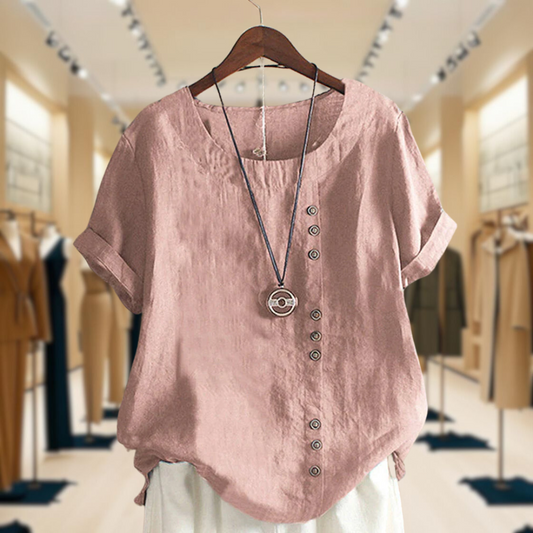 Juno | Plain Short-Sleeved Blouse With Round Neck