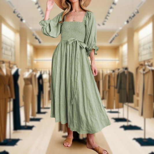 Alesha - French Dress with Folded Sleeves