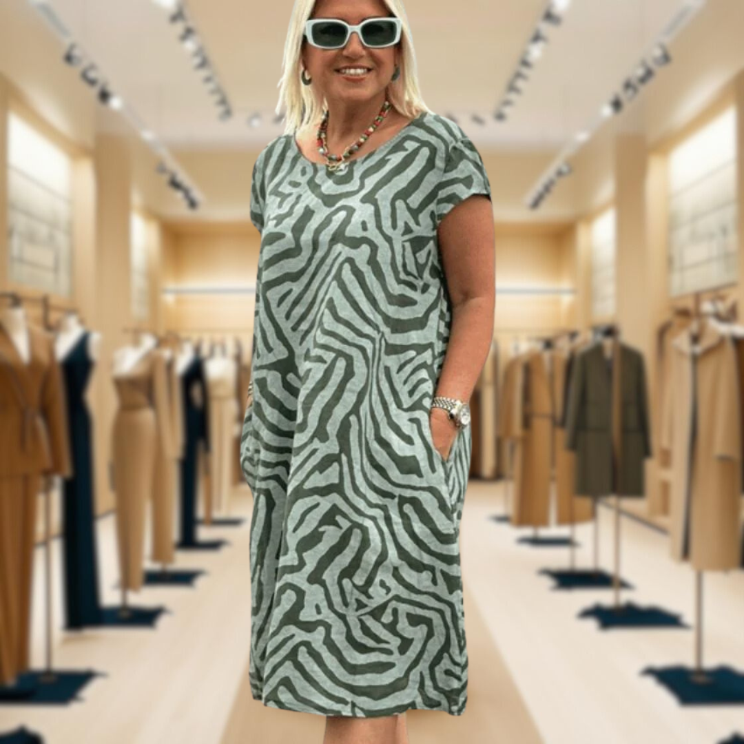 AVERY™ | Print Dress with Round Neckline