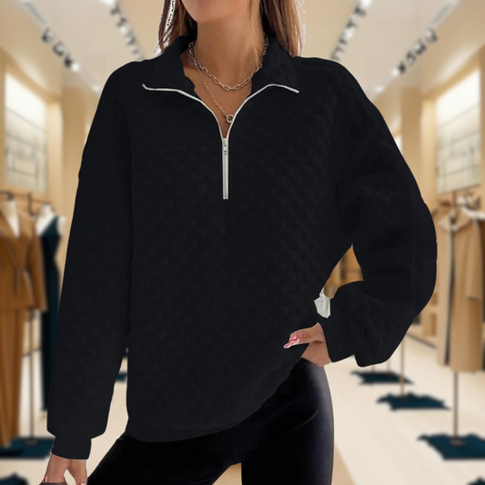 V-Neck Jumper - Stylish Zip Fastening - Comfortable Knitwear for Fashionable Looks