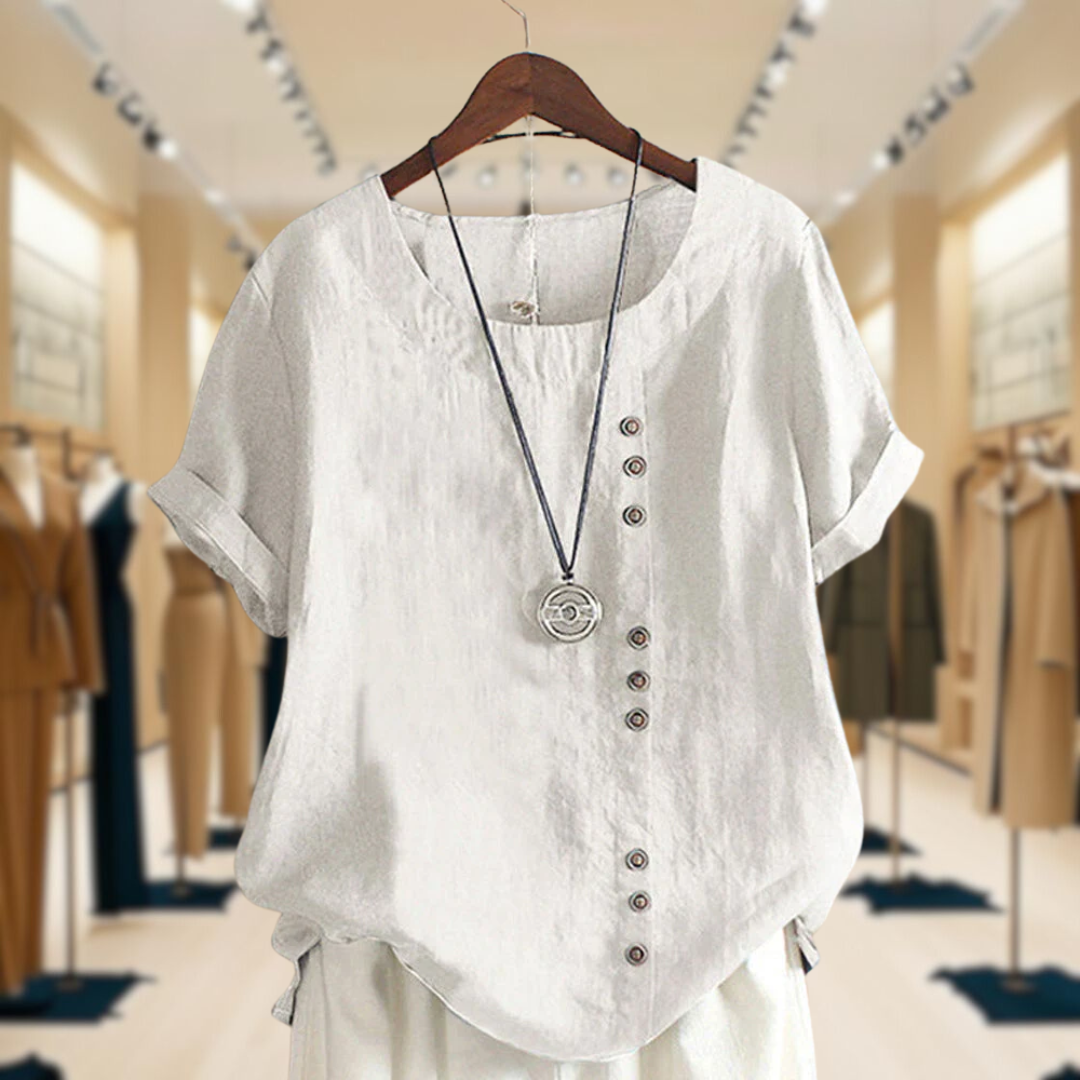 Juno | Plain Short-Sleeved Blouse With Round Neck