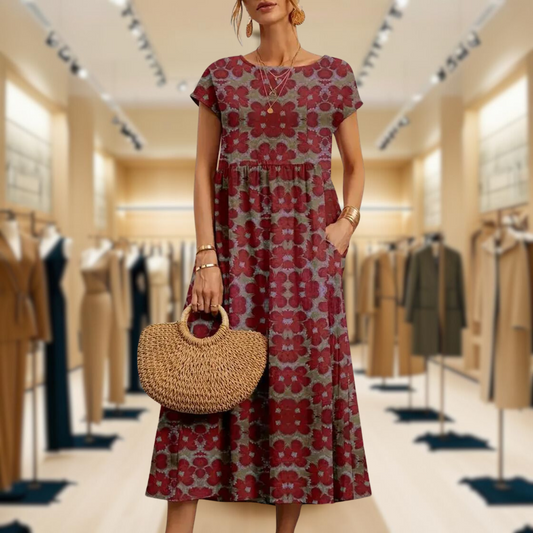 Clarissa™ | Elegant Women's Dress with Flower Pattern