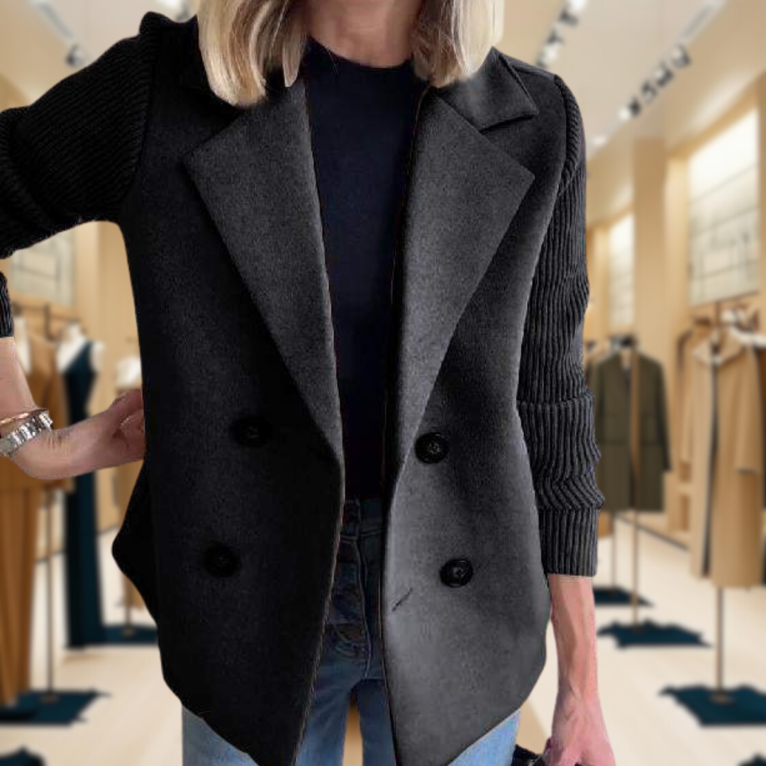 Harper | Button patchwork sleeves casual coat