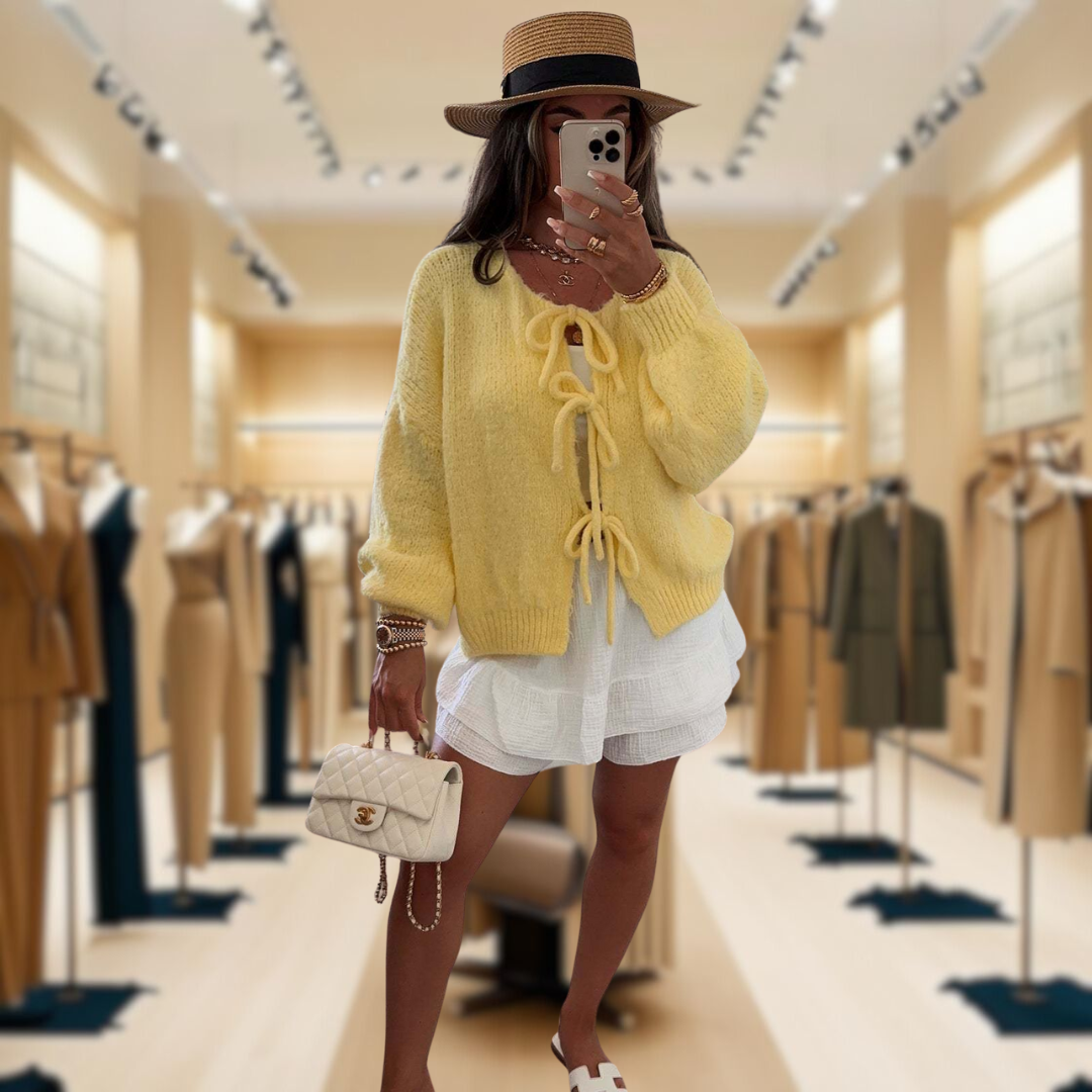 Sofia™ | Crew Neck Lace-Up Cardigan