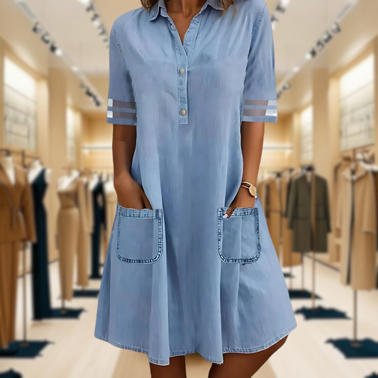Jill™ | Denim Mini Dress with Side Pockets