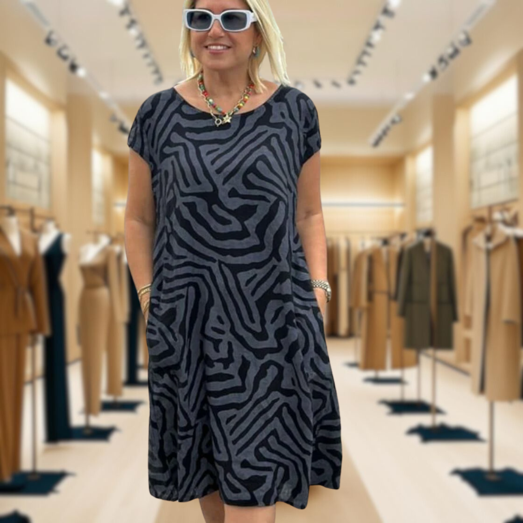 AVERY™ | Print Dress with Round Neckline
