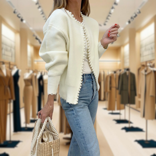 Milena™ - Cardigan with Pearls and Rips