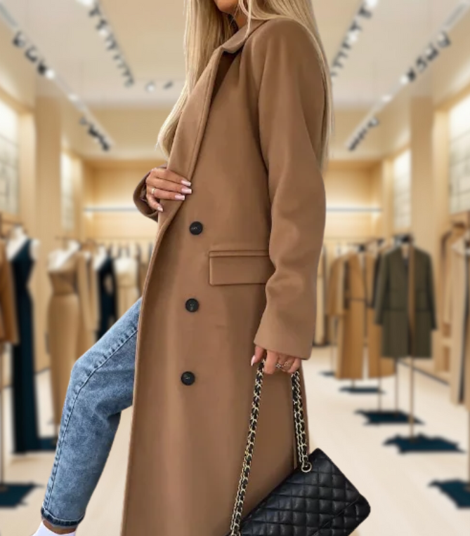 Kim™ | Elegant Double-Breasted Wool Coat