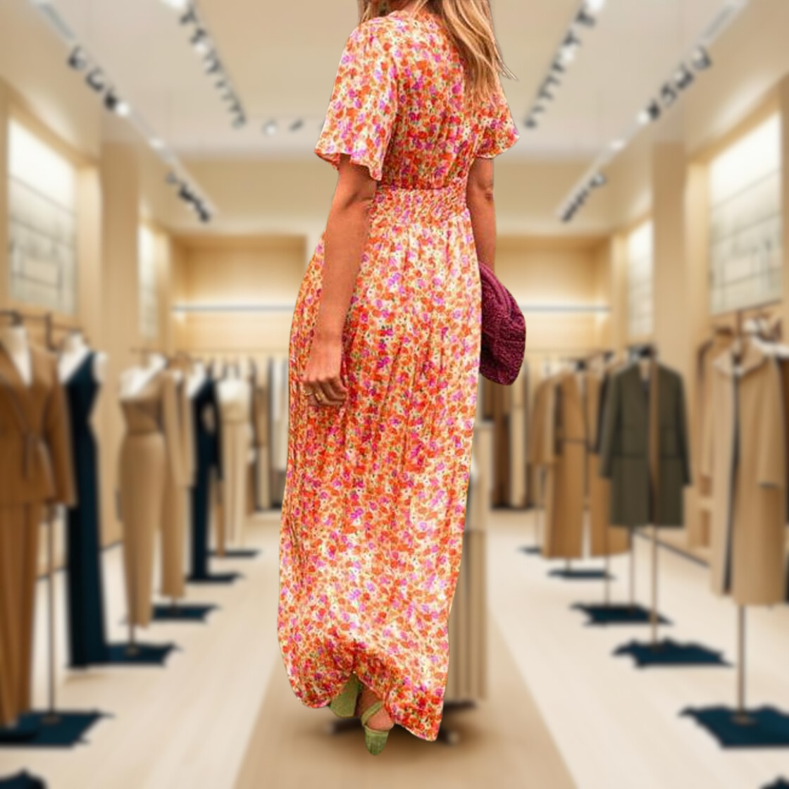 Sandra Elegant V-Neck Maxi Dress