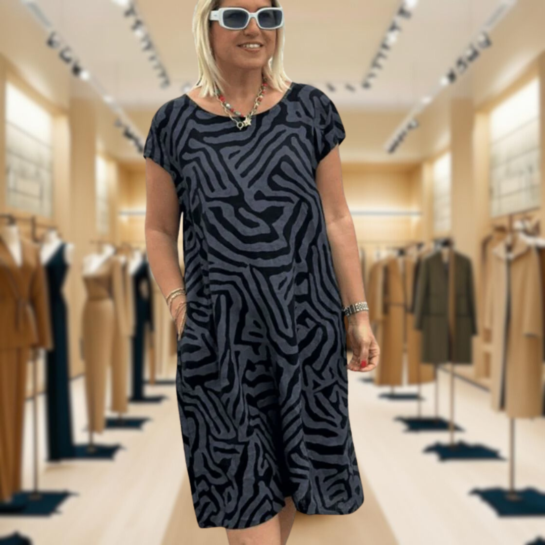 AVERY™ | Print Dress with Round Neckline