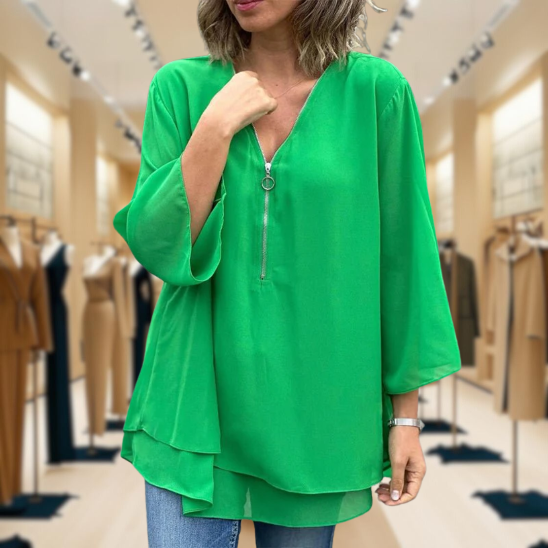Leilana | Chiffon Zipper Blouse
