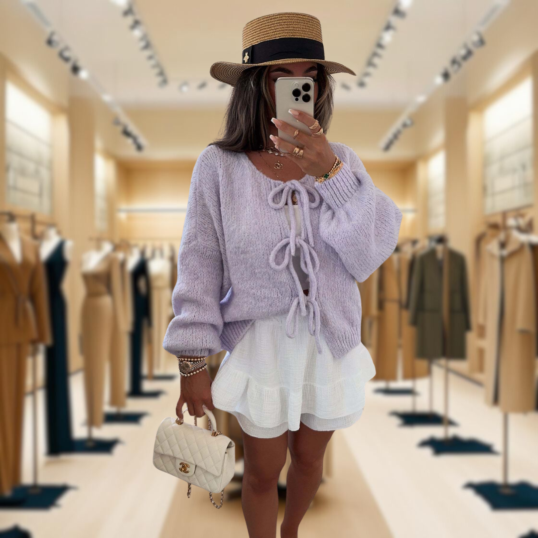 Sofia™ | Crew Neck Lace-Up Cardigan