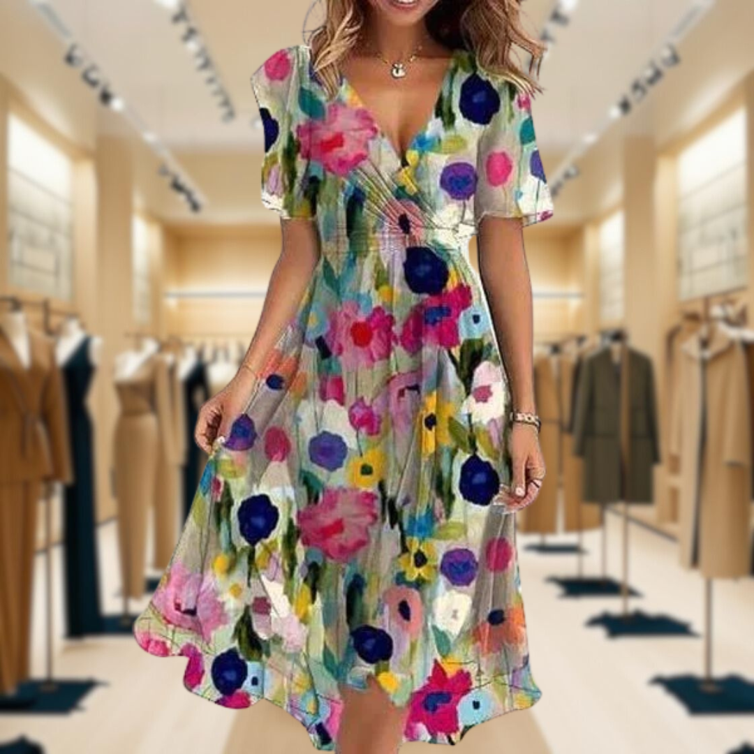 Rae™ | Elegant Short Sleeve Maxi Dress