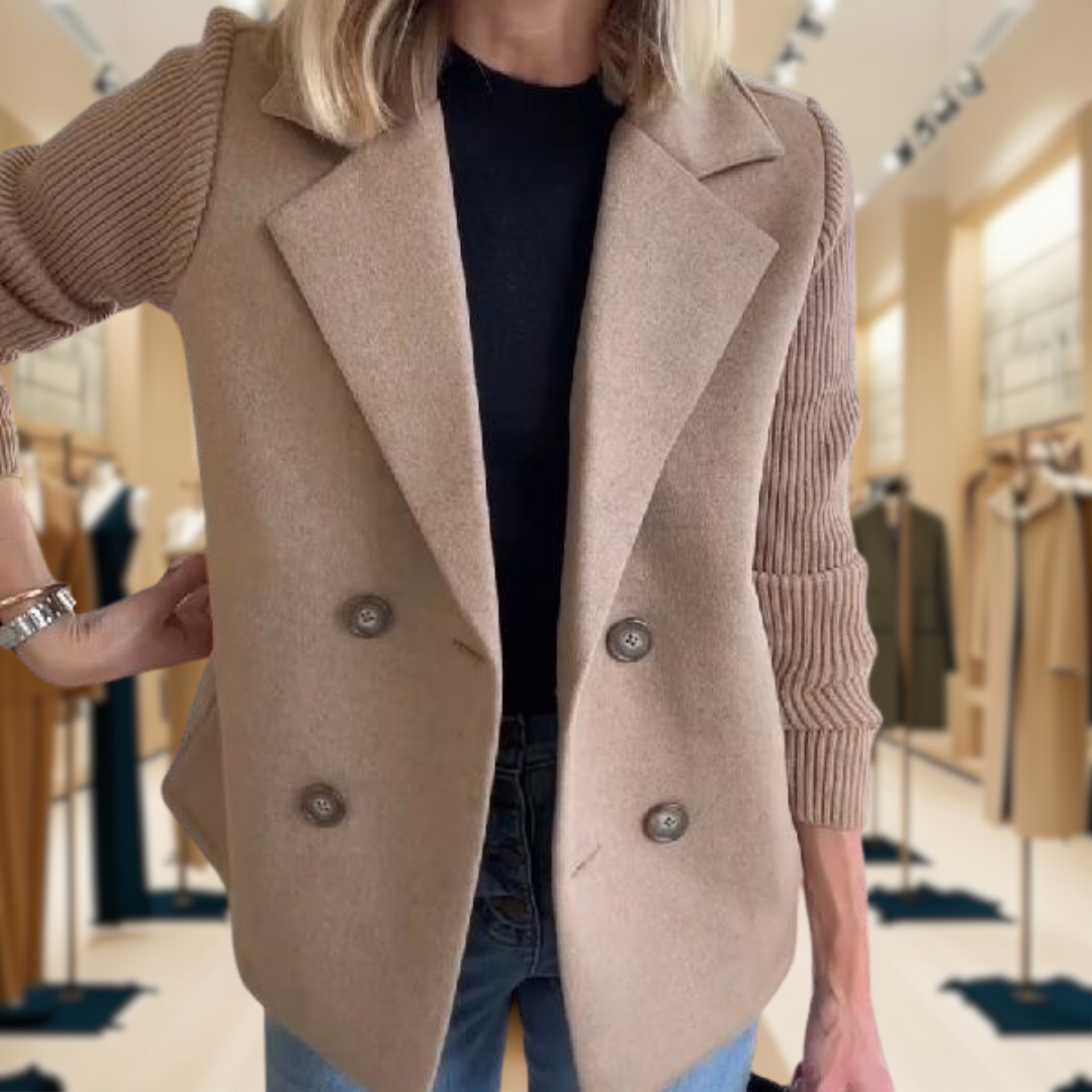 Harper | Button patchwork sleeves casual coat