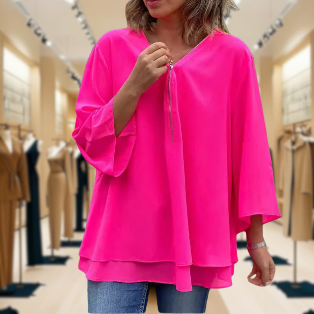 Leilana | Chiffon Zipper Blouse