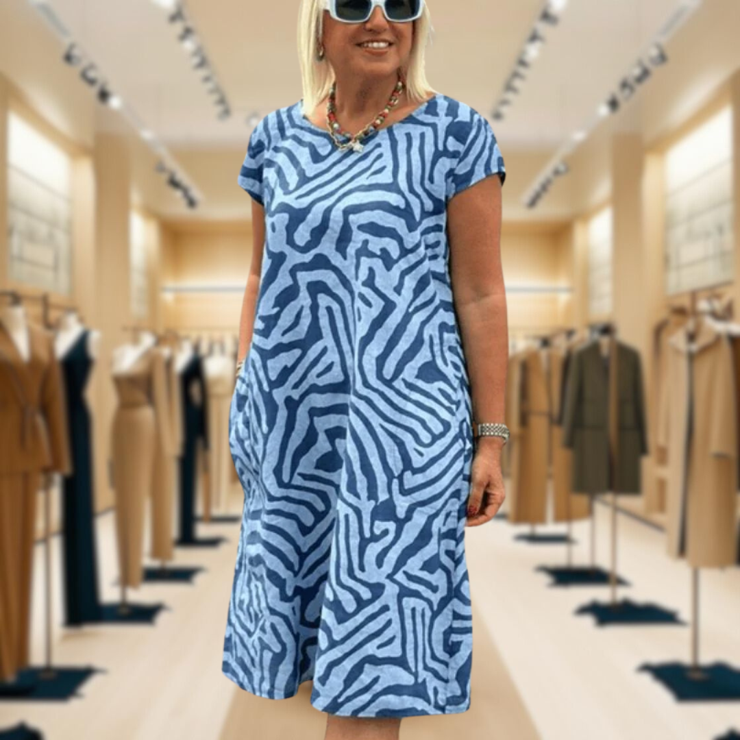 AVERY™ | Print Dress with Round Neckline