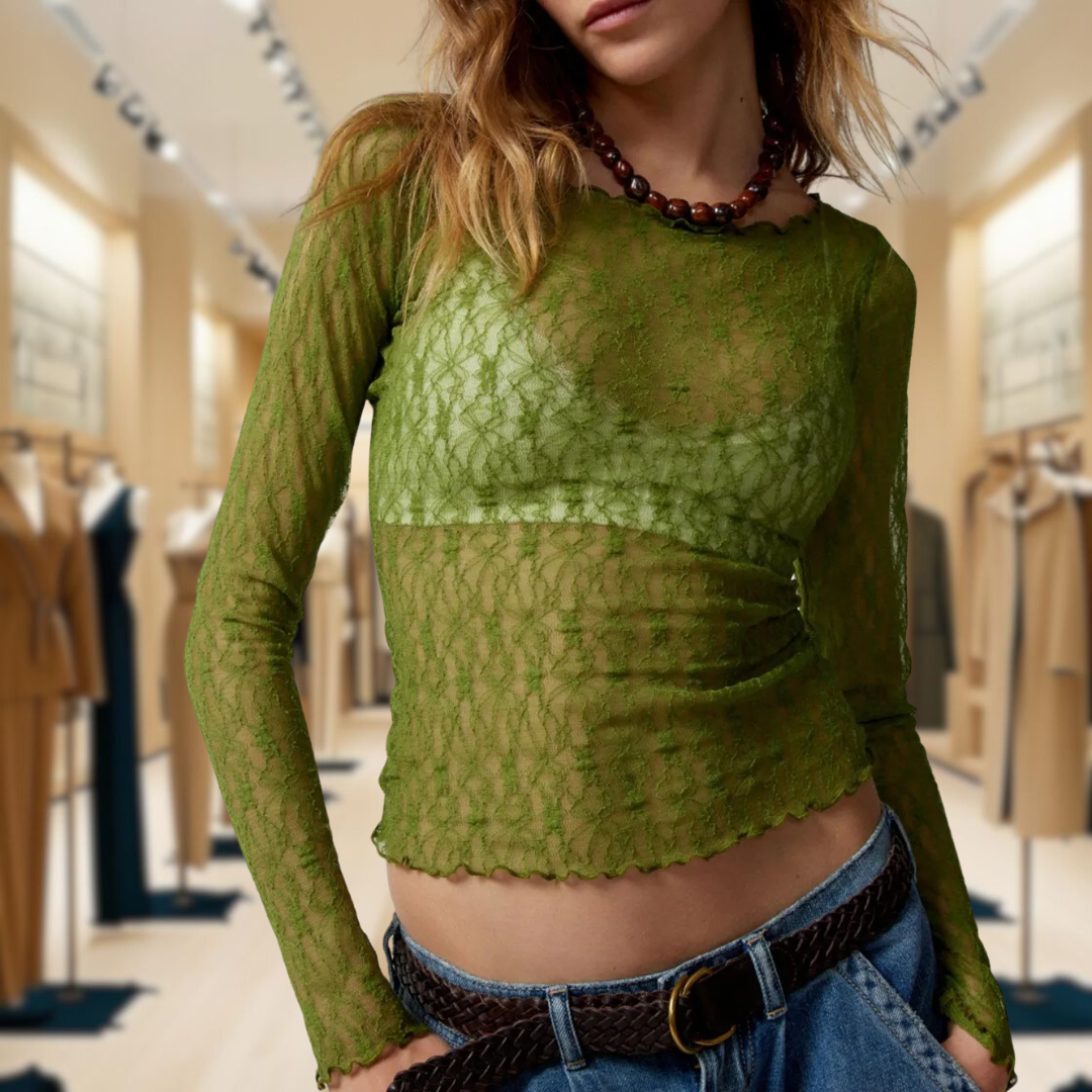 Etherea | Long-sleeved blouse with transparent lace