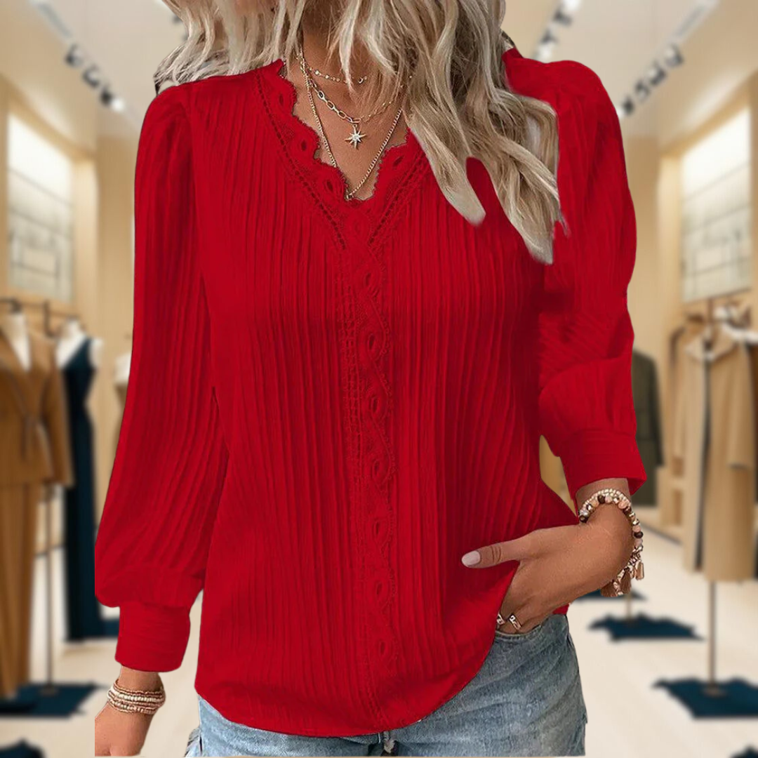 Emma | Blouse with Lace Details in Chiffon