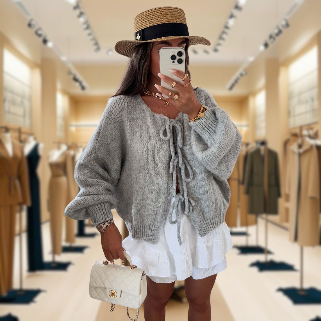 Sofia™ | Crew Neck Lace-Up Cardigan