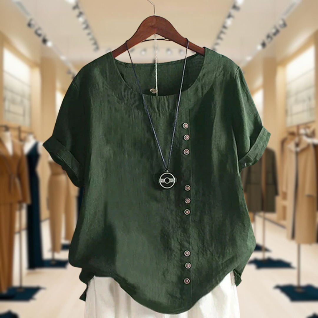 Juno | Plain Short-Sleeved Blouse With Round Neck