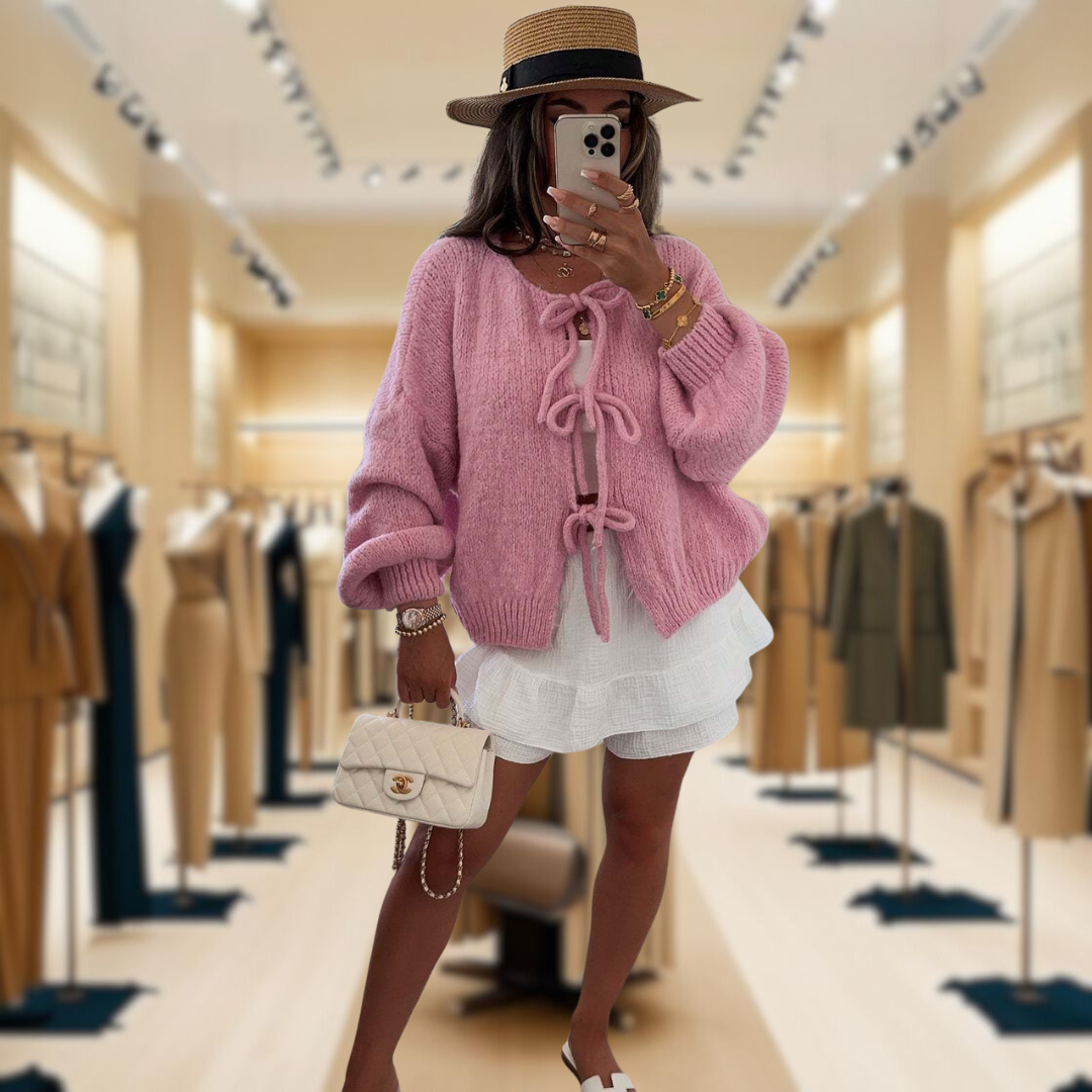 Sofia™ | Crew Neck Lace-Up Cardigan