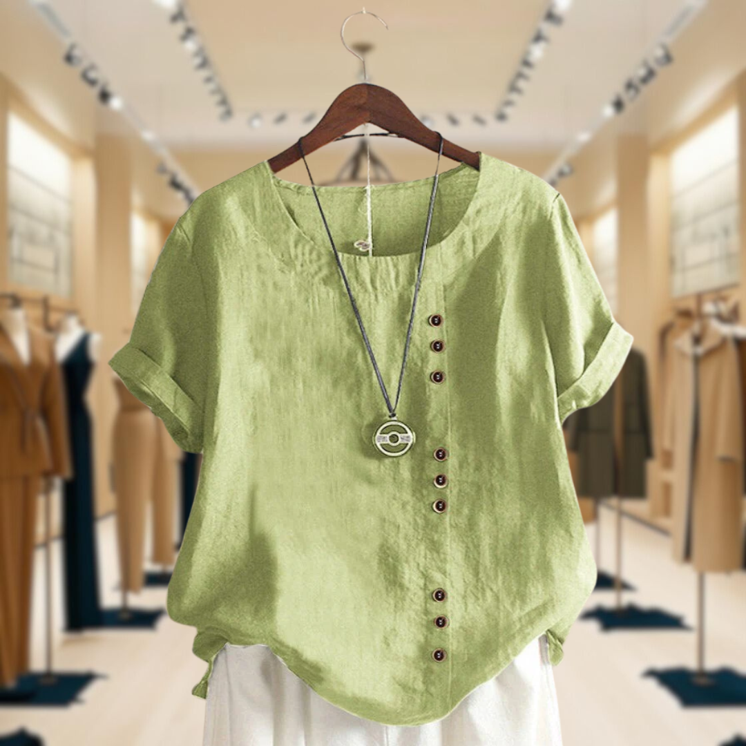 Juno | Plain Short-Sleeved Blouse With Round Neck