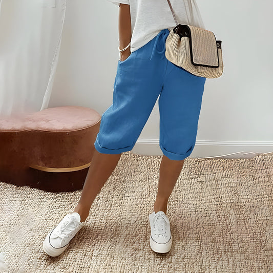Mila | Chic breathable linen shorts blue