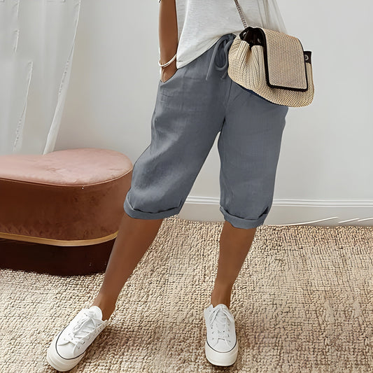Mila | Chic breathable linen shorts grey